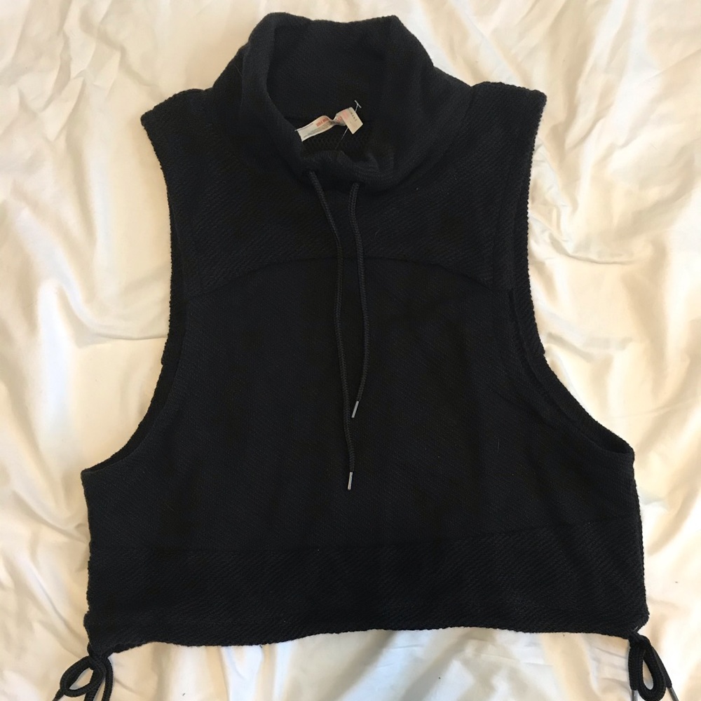 Free People Knit Muscle Tee Black SZ S